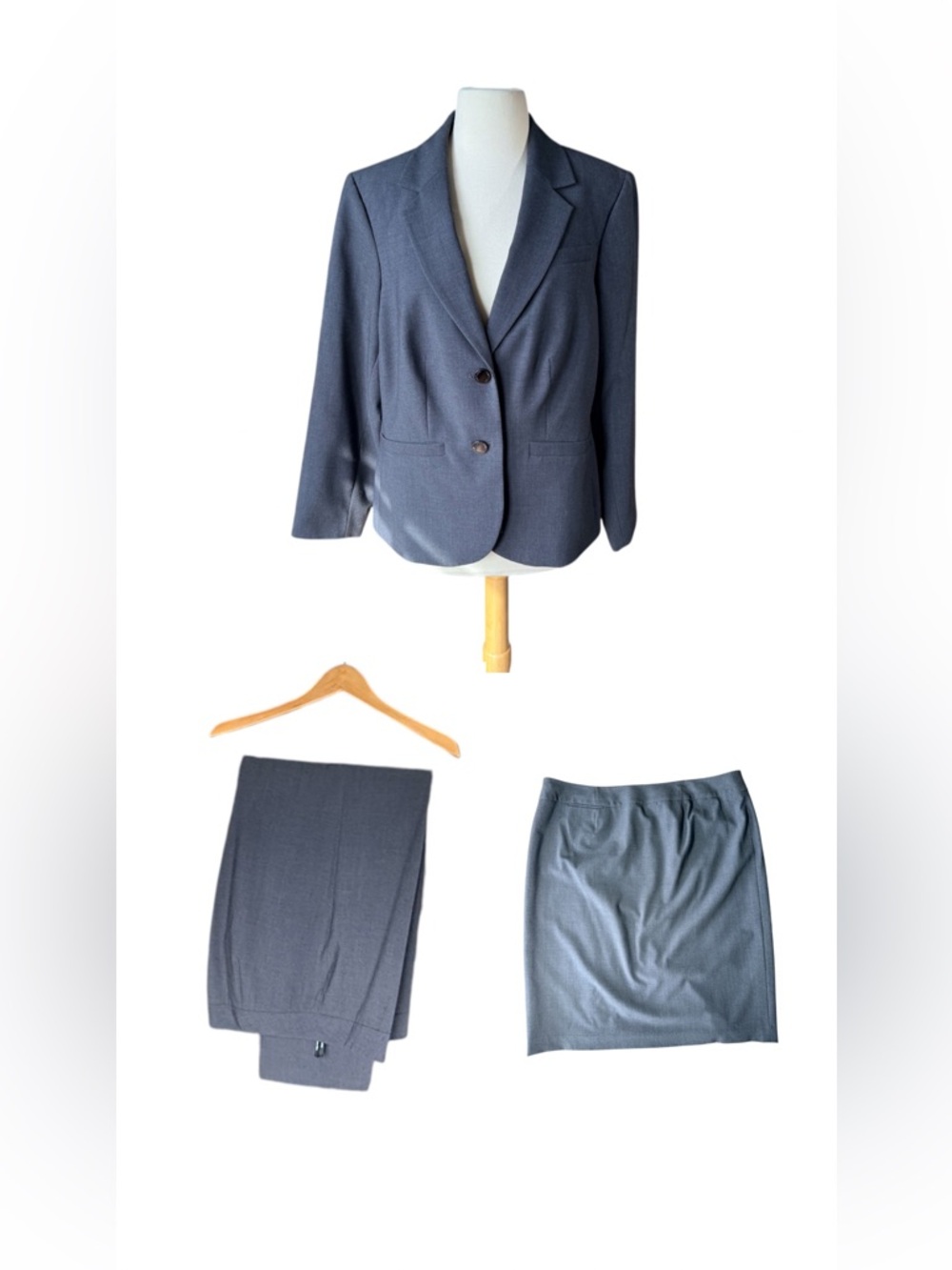 Calvin Klein Gray Plus Size Three Piece Suit, 14W/16W